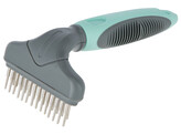 Etrille de demelage 2 rangees turquoise/gris  15X9cm