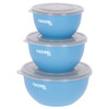 Rvs voerbakkenset met deksel blauw  550 ml/900 ml/1200 ml