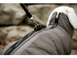 Gestikte mantel Charmonix  grijs/neongeel  L 45 cm