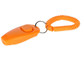 Clicker et sifflet 2en1 orange  8cm