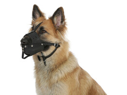 Leather Muzzle XL  black  C 34 cm  basket depth 9.5 cm