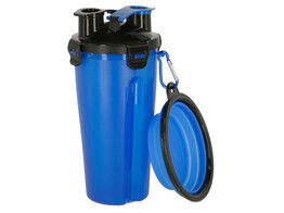Recipient pour aliments et eau bleu/noir  2x350ml