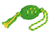 Voetbal massief rubber/katoen groen/geel  42 cm