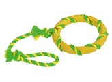 Ring aan touw  groen-geel 47cm Massief rubber/katoen