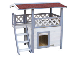 Maison pour chat Lodge Ontario gris clair/rouge  77X50X73cm