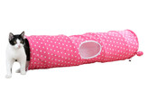 Kattentunnel Puntino pink/ wit  100 cm  O 25 cm