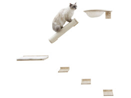 Klimwand Rocky voor katten  6-delig  naturel/wit