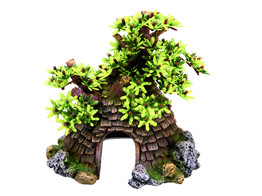 Aqua Ornaments  COTTAGE WITH TREE   17 x 14 5 x 17 5 cm