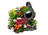 Aqua Ornaments  HELMET  w/ plants  13 5 x 11 x 12 cm