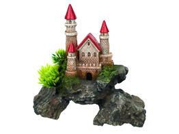 Aqua Ornaments  CASTLE  mwith plants  15 5 x 8 x 15 5 cm