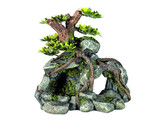 Aqua Ornaments  ROCK CAVE  w/ plants  13 3 x 9 5 x 12 8 cm