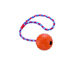 Rubber ball with nops  bell and rope