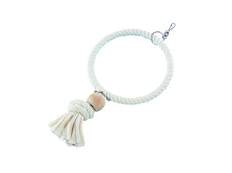 Cage Toy  Climbing ring with block of wood  large  24/36 cm white