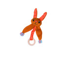 Lapin en peluche avec herbe a chat avec anneau en bois