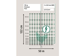 Poultry Net Premium  green  50 m 122 cm  double prong  electrifiable